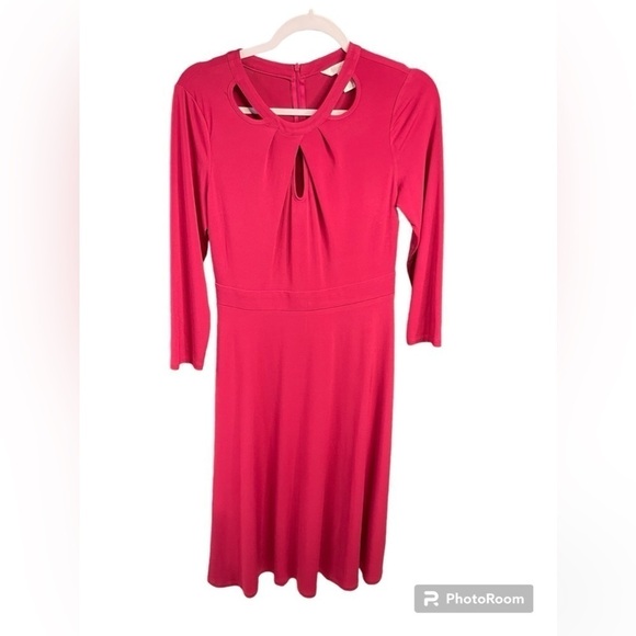 NWT London Times Women's Size 4 Pink Cut Out Neckline A-line Jersey Dress- flaw - Picture 1 of 13